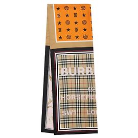 Lenço de seda estampado Burberry Montage 210x70 cm Multicor