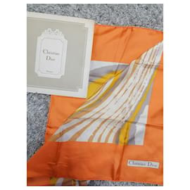 Christian Dior-Sciarpa seta-Beige,Arancione,Giallo