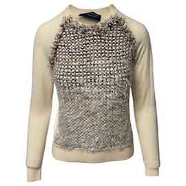 Lanvin Fuzzy Strickpullover in Creme Viskose Weiß Roh