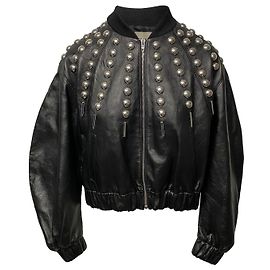 Céline Bomber Celine con borchie in pelle nera Nero