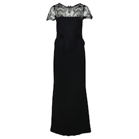 Autre Marque-Marchesa Notte Spitzenkleid aus schwarzem Polyester-Schwarz