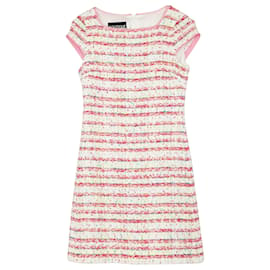 Moschino-Boutique Moschinio Striped Tweed Dress In Pink Cotton-Pink