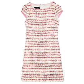 Moschino Boutique Moschinio Robe Rayée En Tweed En Coton Rose Rose