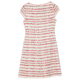 Moschino-Boutique Moschinio Vestido de Tweed Listrado em Algodão Rosa-Rosa