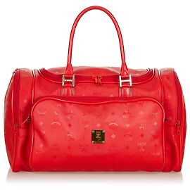 MCM Rote Visetos Nylon Reisetasche Rot