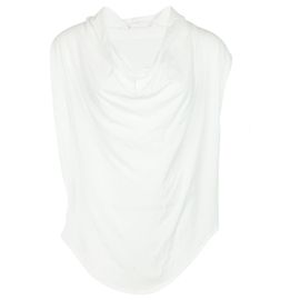 Camisa drapeada con cuello vuelto holgado en modal de algodón blanco de Helmut Lang Blanco