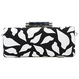 Diane Von Furstenberg Pochette Tonda stampata in raso bianco e nero Altro