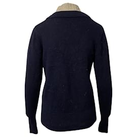 Sandro-Sandro Jacques Mock Neck Pullover in Navy Blue Wool-Blue,Navy blue