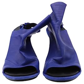 Balenciaga-Balenciaga Glove Slingback Heels in Blue Leather-Blue
