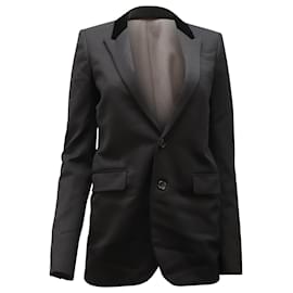 Saint Laurent-Saint Laurent Velvet Collar Blazer in Black Wool-Black