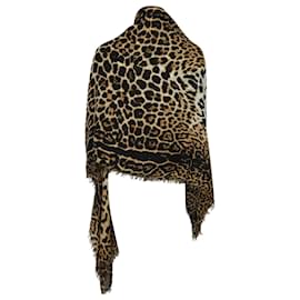 Saint Laurent-Bufanda con estampado de leopardo en seda multicolor de Saint Laurent-Otro