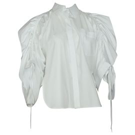 Autre Marque Antonio Berardi Oversized-Hemd mit Rüschen und Rüschen aus weißer Baumwolle Weiß