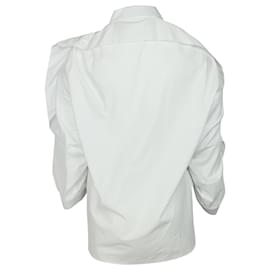 Autre Marque-Antonio Berardi Oversized Ruffled Ruched Shirt in White Cotton-White