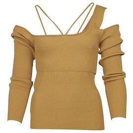 Jacquemus La Maille Cold Shoulder com nervuras em malha amarela Viscose Amarelo