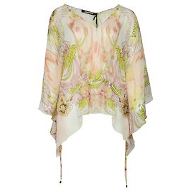 Camicetta stile poncho in seta stampata Roberto Cavalli in seta gialla Giallo