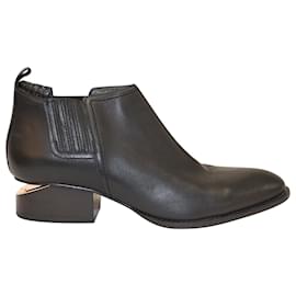 Alexander Wang-Alexander Wang Kori Ankle Booties with Rose Gold Cut in Black Leather-Black