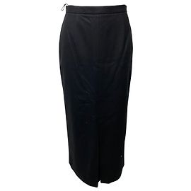 Miu Miu High Rise Maxirock aus schwarzer Wolle Schwarz