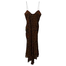Nicholas Kirkwood-Nicholas Midi Dress in Leopard Print Silk Chiffon-Brown