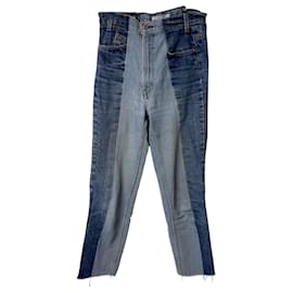 Autre Marque-E.l.V. Kontrastierende Jeans mit geradem Bein aus blauem Denim-Blau