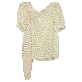See by Chloé See By Chloe Spitzentop aus cremefarbener Baumwolle Weiß Roh