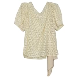 See by Chloé-See By Chloe Lace Top in Cream Cotton-White,Cream