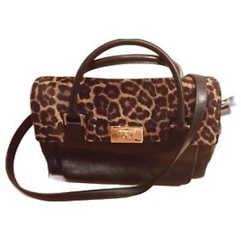Sac à main Michael Kors Imprimé Léopard Cuir Marron Multicolore