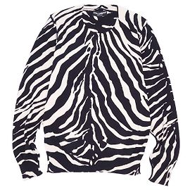 DOLCE & GABBANA Pull zébré en coton et rayonne pour hommes Hauts à manches longues Noir / Blanc Taille 46 (Équivalent S) Noir