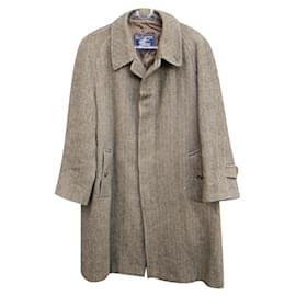 Burberry-Burberry men's vintage t coat 46 in Shetland Tweed-Brown