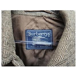 Burberry-Burberry men's vintage t coat 46 in Shetland Tweed-Brown