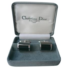 Christian Dior-Gemelos de plata de ley Christian Dior Boutique muy buen estado-Negro