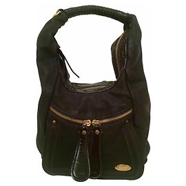 Chloé Großer Tote Bag Schwarz Lackleder und Pelz Schwarz