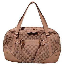Borsa Gucci beige in pelle e cotone Beige