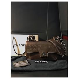 Chanel-Bolsos de mano-Castaño,Hardware de plata