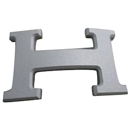 Hermès-Loop 5382 in matt gray sandblasted metal for a 32mm new-Silvery