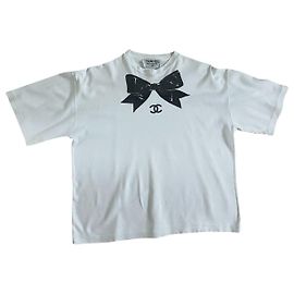 Camiseta Chanel de algodão preto e branco Preto Branco
