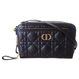 gefütterte Dior Caro Clutch Schwarz