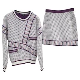 Chanel-Conjunto de falda tipo jersey de punto con estampado de avión de Chanel-Multicolor