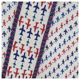 Chanel-Ensemble jupe-pull en tricot à motif d'avion Chanel-Multicolore