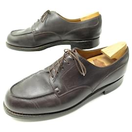 JM Weston-JM WESTON LE GOLF SHOES 641 10E 44 BROWN LEATHER DERBY + SLEEVES-Brown