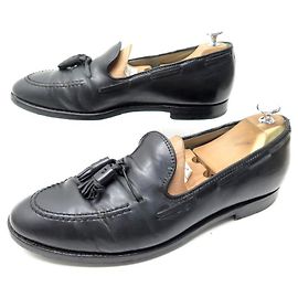 Autre Marque ALDEN Mokassinsschuhe mit Pompons 10b 44 LOAFERS CORDOVAN LEDER SCHWARZ Schwarz