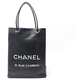 Chanel-CHANEL CABAS HANDBAG 31 RUE CAMBON IN BLACK LEATHER TOTE HAND BAG-Black
