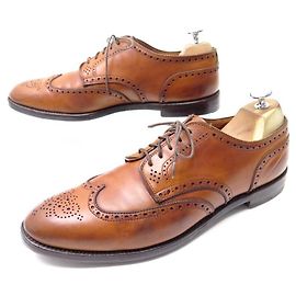 Autre Marque SCARPE ALDEN 10B 44 SCARPE IN PELLE MARRONE PUNTA FLOREALE DERBY Marrone