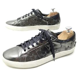 Saint Laurent-SAINT LAURENT COURT CLASSIC BASKETS SHOES 503109 43 SILVER LEATHER SHOES-Silvery