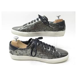 Saint Laurent-SAINT LAURENT COURT CLASSIC BASKETS SHOES 503109 43 SILVER LEATHER SHOES-Silvery