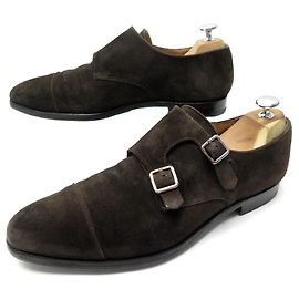 Autre Marque CHAUSSURES CROCKETT & JONES LOWNDES 8E 42 MOCASSINS BI BOUCLE DAIM MARRON Marron