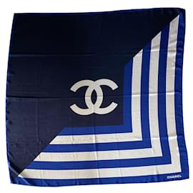Chanel-Chanel shawl-White,Blue