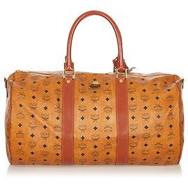 Bolsa de viagem em couro marrom Visetos MCM Marrom