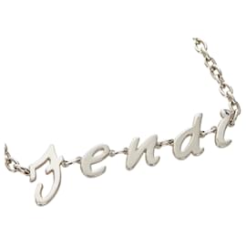 Fendi-Fendi Silver Logo Necklace-Silvery