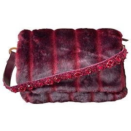 Tosca Blu Handtasche Dunkelrot aus Polyester mit Muscheln und Kunstpelz Bordeaux