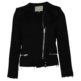 Iro-Iro Phoebe Jacquard Biker Jacket in Black Cotton -Black
